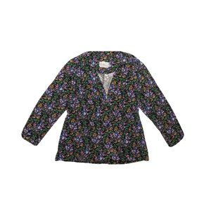 Vintage 1970s Black Floral Corduroy Blazer